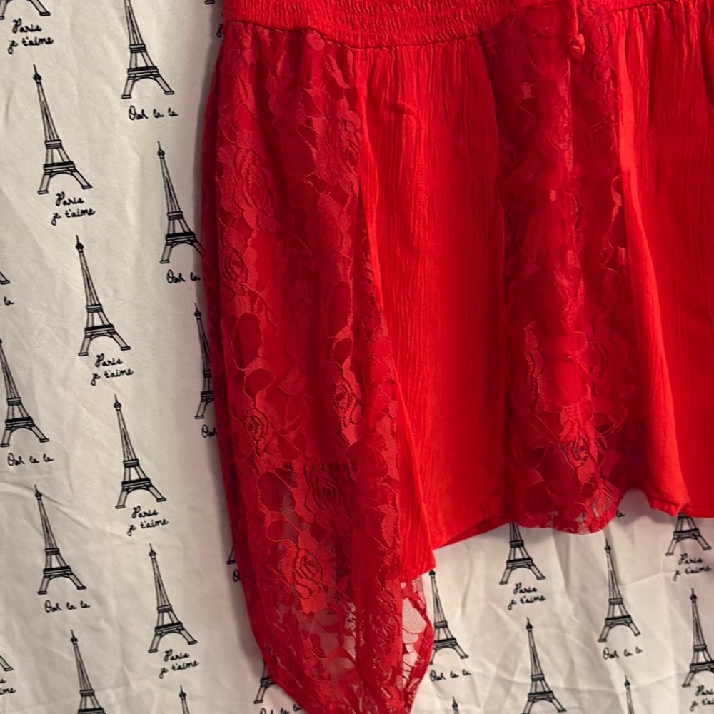 Red Strapless Lace Top - Picture 3 of 4